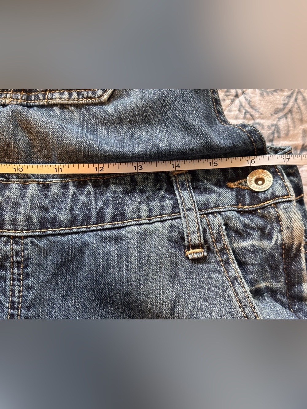 Designed by Special A in Los Angeles Distressed Denim Bib Overalls Size Large - Picture 13 of 15